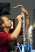 Backyard Repair Shop for Instruments, Schwabing, Munich, Bavaria, Germany, Saxophone, Music