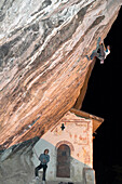 Mann, Kletter, Überhang, Nachts, Arco, Gardasee, Italien
