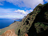 Anden Verde, steep coast, scenic route between Agaete and San Nicolás de Tolentino, west coast, Gran Canaria, Canary Islands, Atlantic Ocean, Spain