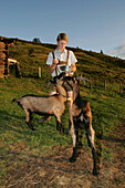 Shepherd with goats, Hohe Tauern, Salzburger Land, Austria