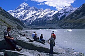 Gletschersee im Hooker Valley und Mount Cook