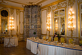 Dining Room in Catherine Palace, Tsarskoye Selo, Pushkin, near St. Petersburg, Russia