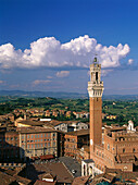Piazza del Campo, Torre del Mangia, Siena, Toskana, Italien