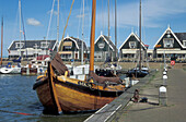 Boat at Havenbuurt harbour, Marken island, Netherlands, Europe