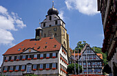 Blick auf Marktplatz und Stiftskirche, Herrenberg, Baden-Württemberg, Deutschland, Europa