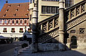 Noerdlingen stairway at townhall, Bavaria, Germany, Europe