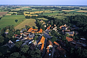 aerial photo of Lübeln,  round village, Rundlingsdorf, in Wendland, Lower Saxony, northern Germany