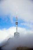 Communication tower on Rigi Kulm (1797 m) between clouds, Rigi Kulm, Canton of Schwyz, Switzerland