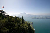 Panoramic view over Lake Lucerne and European Alps, Burgenstock, Canton Nidwalden, Switzerland