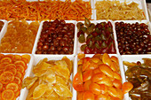 France, Nice, Cours  Saleya, market stall with crystallised fruit