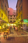 Frankreich, Nizza, Altstadtgasse, Restaurants