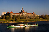 Dresden, Koenigsufer, Elbe, tourist boat, state ministry