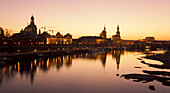 Elbe bei Sonnenuntergang, Panorama Übersicht, Dresden