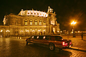 Deutschland, Dresden, Saxony, Semper Opera house, strecht limousine at
