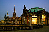 Dresden, Saxony, Zwinger, Museum for porcelain at dusk