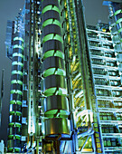 UK, London, Lloyds building at night