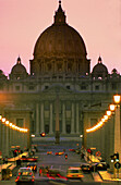 Sunset over St. Peters Cathedral, Rome, Italy