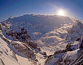 Schweiz, Alpen, Titlis, Winterlandschaft, Gegenlicht