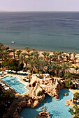 View of a hotel resort and beach, Red Sea, Eilat, Israel