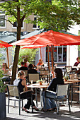 Bistro in pedestrian precinct, rue de la Poste, Luxembourg