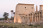 View of Luxor Temple in the evening light, Luxor, Egypt