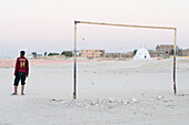 Man playing football, Goal keeper, Luxor, Egypt