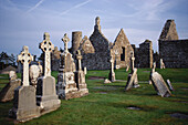 Monastery ruins of Clonmacnoise, Athlone. County Offaly, Republic of Ireland