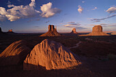 View of The Mittens, Rock Formation, Sandstone, Monument Valley, Arizona, USA