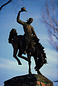 Cowboy Statue, Townsquare, Jackson Hole, Wyoming, USA