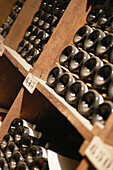 Wine bottles in wine cellar in Restaurant Taillevent, Paris, France