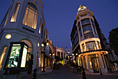 Rodeo Drive bei Nacht, Einkaufsstraße, Beverly Hills, Los Angeles, Kalifornien, USA