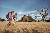 Two men, hikers at Mount Arapiles, People Travelling, Victoria, Australia
