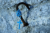 rosary at fixed rope route, Val di Mello, Bergell, Italy