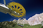 Sessellift in den Dolomiten, Cortina, Venezien, Italien
