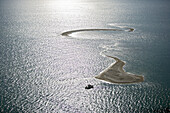 Boat moored near a sandbar at Marco Island, Florida, USA