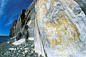 Petroglyphs with deers near Saganzaba, White Rocks, Lake Baikal, Siberia, Russia