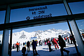 View out of the upper station building, Galzig, Galzig peak, St Anton, Tyrol, Austria