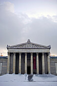 The Glyptothek at snow covered Koenigsplatz, Munich, Bavaria, Germany