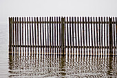 Fence at lakeshore of Lake Starnberg, Bavaria, Germany