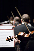 Men playing violins, Munich Symphony Orchestra, Prinzregententheater, Munich, Bavaria, Germany