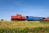 Island train, Langeoog Island, East Frisian Islands, Lower Saxony, Germany