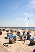 Beach chairs at beach, Norderney island, East Frisia, Lower Saxony, Germany