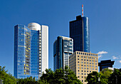 High-rise buildings in the financial district, Frankfurt am Main, Hesse, Germany