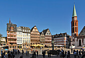 Rathausplatz Römerberg mit Römer, Frankfurt, Hessen, Deutschland