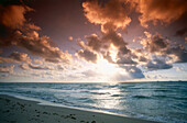Sun-rise on beachfront, South Beach, Miami, Florida, USA
