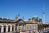 View over Zeughaus, Berlin Cathedral to television tower, Berlin, Germany