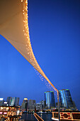 Evening at the Creek, Deira Twin Towers in the background, Dubai, United Arab Emirates, UAE