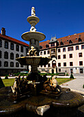 Fountain in the courtyard of castle Elisabethenburg, Meiningen, Thuringia, Germany