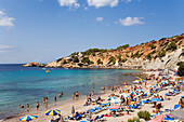 Strand, Cala d Hort, Ibiza, Balearen, Spanien