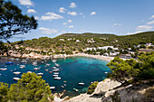 Bucht von Cala Vadella, Ibiza, Balearen, Spanien